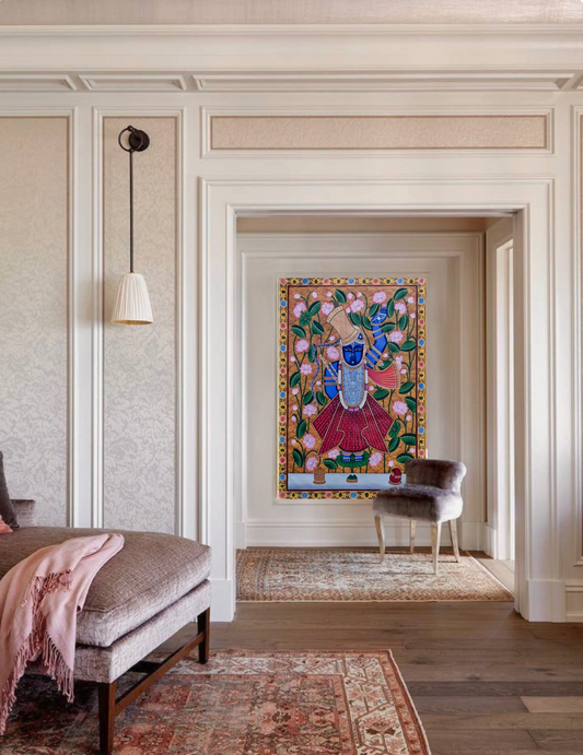 Shreenathji Pichwai – Lotus Motif